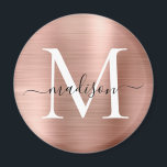 Íman Script de Monograma de Metal Brutado Dourado Moder<br><div class="desc">Magneta de script de monograma de metal Rosa e Dourado moderno</div>