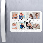 Íman Script de Papa Moderno | Colagem de Fotografias de<br><div class="desc">Mande um belo presente personalizado para o seu avô (Papa) que ele vai apreciar para sempre. Imagem especial personalizada de colagem de fotos de netos para mostrar suas próprias fotos e memórias da família especial. Nosso design apresenta um simples design de grade de colagem de 8 fotos com "Papa" desenhado...</div>