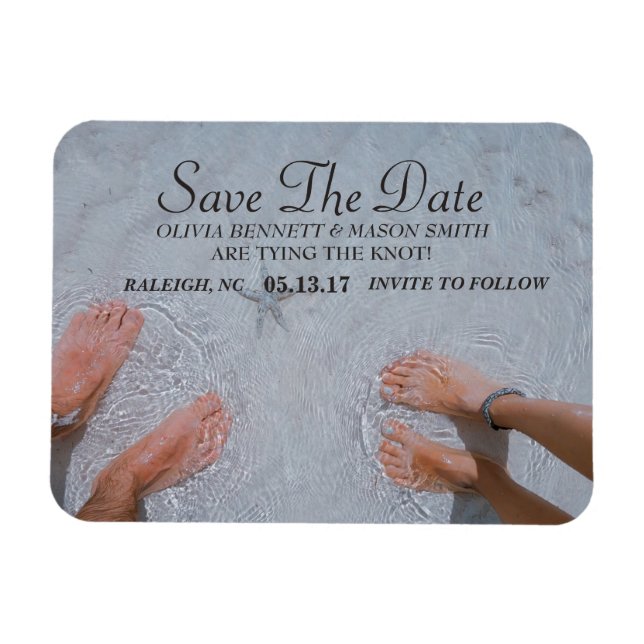 Íman Script Elegante | Imã salve a data de Fotografias  (Horizontal)