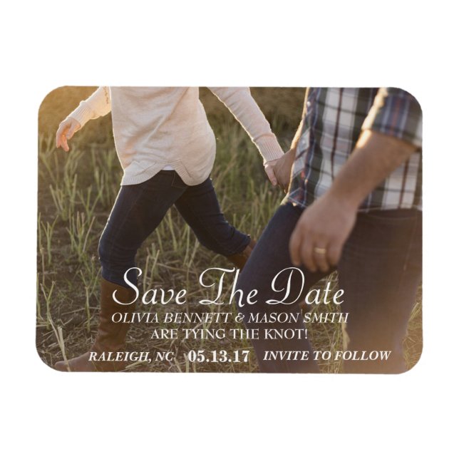 Íman Script Elegante | Imã salve a data de Fotografias  (Horizontal)