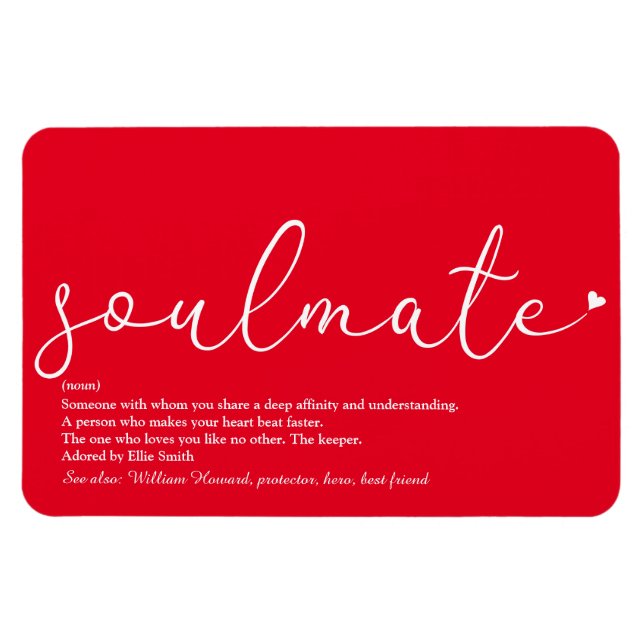 Íman Script Love Heart Soulmate Definition Red (Horizontal)