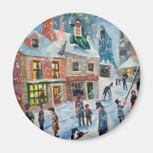 Íman Scrooge fantasmas de uma cena da neve do inverno