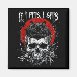 Íman Se couber eu sento caveira de gato preto humor neg