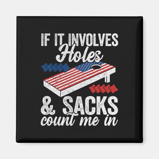 Íman Se Envolve Buracos E Sacos - Jogador de Cornhole 4 (Frente)