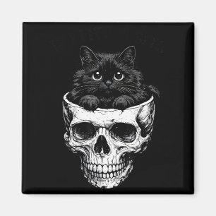 Íman Se serve senta caveira de gato preto gótico engraç