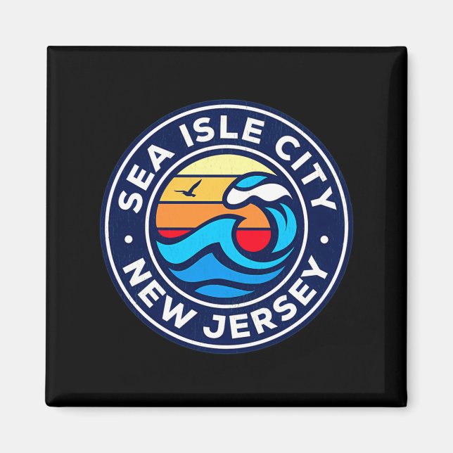 Íman Sea Isle City New Jersey Nj Nautical Waves 5 T Shi (Frente)