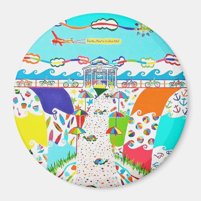 Íman Sea Isle City, NJ Round Magnet (Frente)
