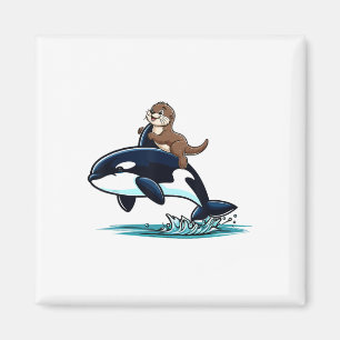 Íman Sea Otter Riding Orca Costume Sea Amante de os ani