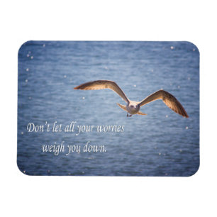 Íman Seagull and Inspirational Words Magnet