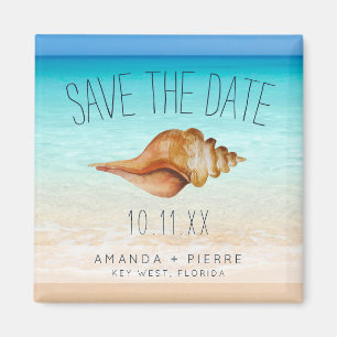 Íman Seashell Beach Wedding Save the Date