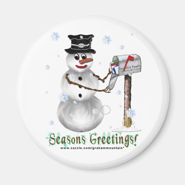 Íman Seasons Saudações Snowman Magnet (Frente)
