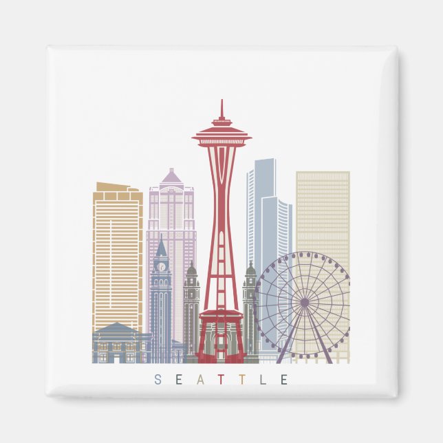 Íman Seattle Vintage Poster (Frente)