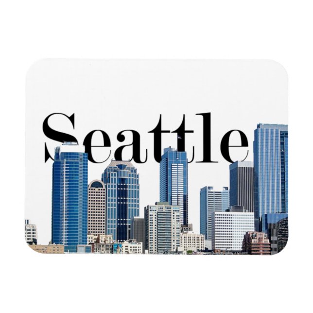 Íman Seattle WA Skyline com Seattle no Sky Magnet (Horizontal)