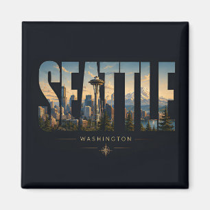 Íman Seattle Washington Agulha Espacial Montanha Horizo