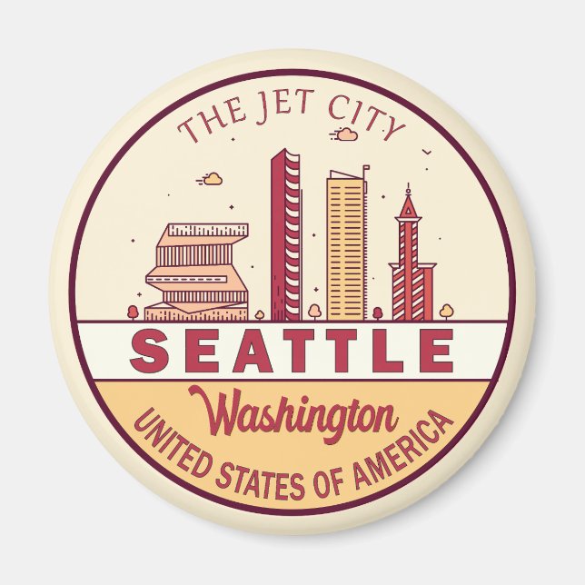 Íman Seattle Washington City Skyline Emblem (Frente)
