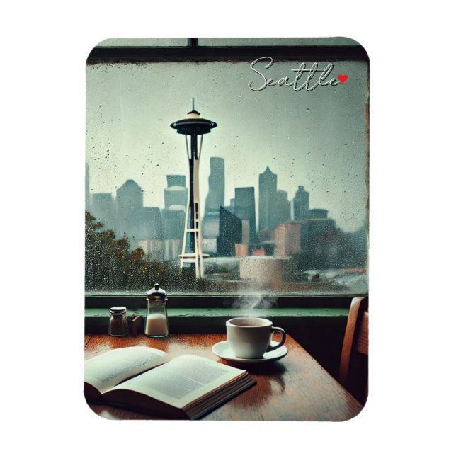 Íman Seattle Washington Rain Love Café (Vertical)