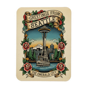 Íman Seattle Washington Retro Vintage
