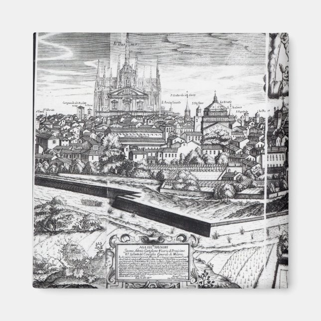 Íman Seção de um Mapa de Milão, 1640 (Frente)