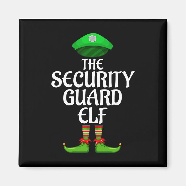Íman Security Guard Elf Matching Family Group Christmas (Frente)