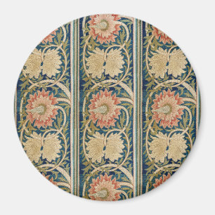 Íman Seda Floral Bordada Antiga William Morris Pink