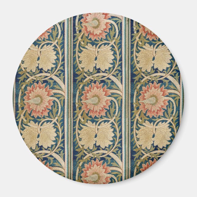 Íman Seda Floral Bordada Antiga William Morris Pink (Frente)