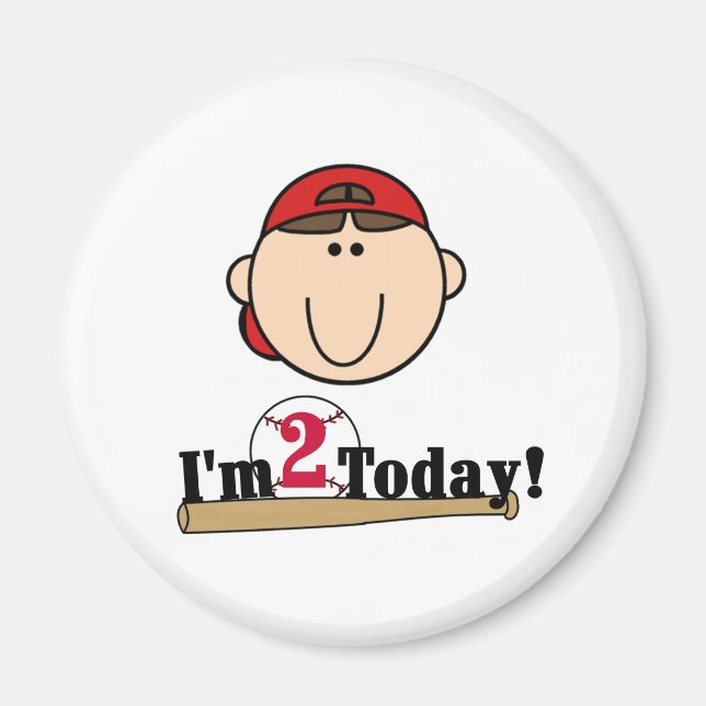 Íman Segundo aniversário Brunette Baseball (Frente)