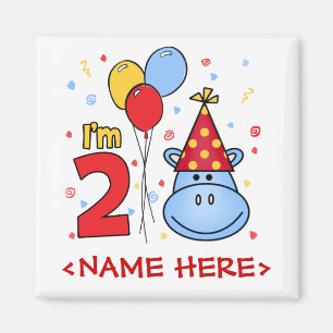 Íman segundo aniversário de rosto de Hippo azul