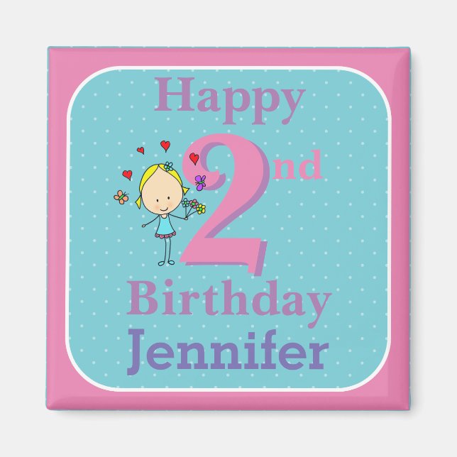 Íman Segundo Aniversário, Dois Anos, Menina (Frente)