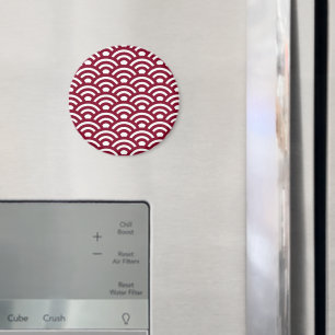 Íman Seigaiha, Ondas, Japonês, Burgundy e Branco