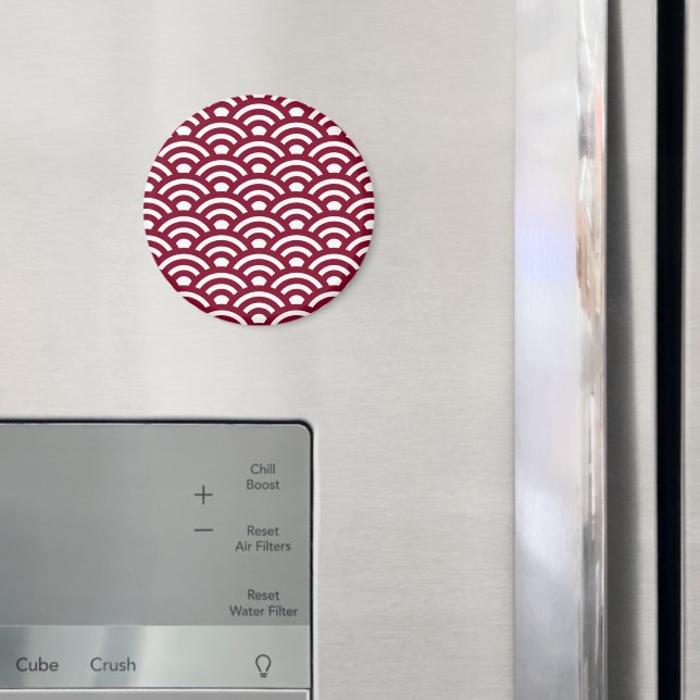 Íman Seigaiha, Ondas, Japonês, Burgundy e Branco (In Situ (Fridge))
