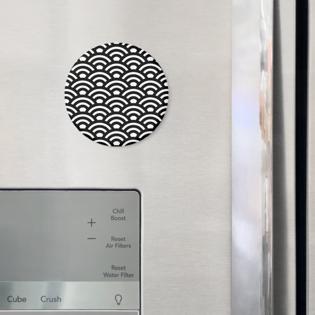 Íman Seigaiha, Ondas, Japonês, Preto e Branco (In Situ (Fridge))