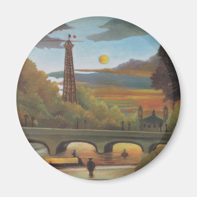 Íman Seine e Eiffel Tower no Sunset por Henri Rousseau (Frente)