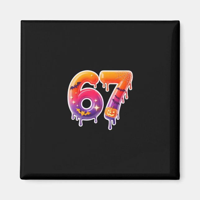 Íman Seis Sete 67 6 7 Design de Meme Sorvete Divertido  (Frente)