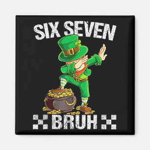 Íman Seis Sete 67 Bruh Dabbing Leprechaun Dia de São Pa