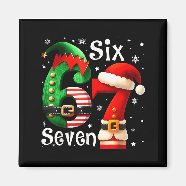 Íman Seis Sete 67 Meme 6 7 Elf Natal Pai Natal Camisa d (Frente)