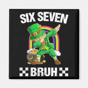 Íman Seis Sete Bruh Dabbing Leprechaun Dia de São Patrí