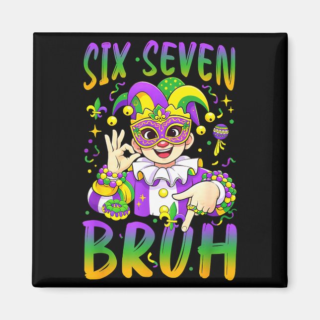 Íman Seis Sete Bruh Mardi Gras Leprechaun Bufa Chapéu F (Frente)