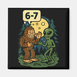 Íman Seis Sete Divertido Pé Grande E Alien 67 Meme Vira