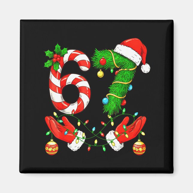 Íman Seis Sete Meme Natal 67 Papai Noel Natal Divertido (Frente)