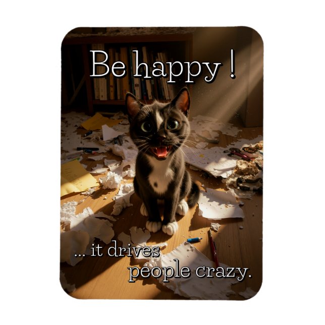 Íman Seja Feliz Gato - Paper Mess Edition (Vertical)