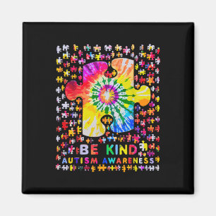 Íman Seja gentil Quebra-cabeça Tie Dye Autismo Consciên