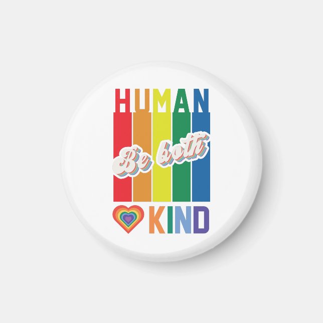 Íman Seja humano e gentil - Inspirado no Arco-Íris Vint (Frente)