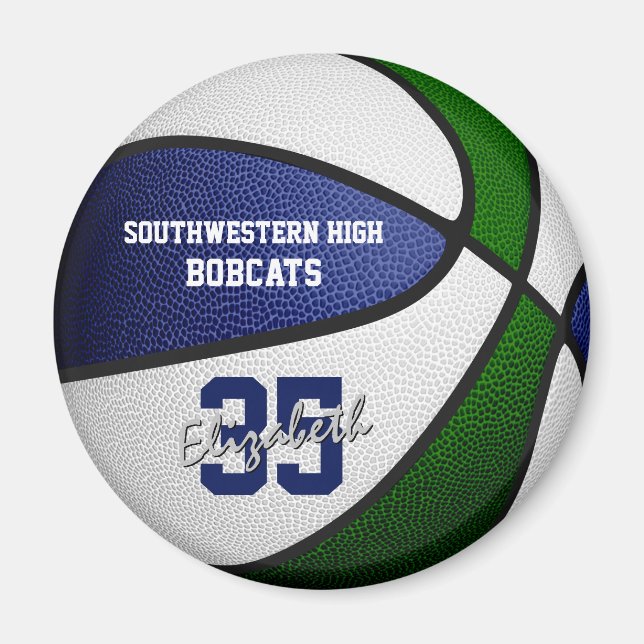 Íman seleção verde azul cores meninas basquetebol mascu (Frente)