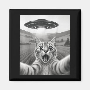Íman Selfie de Gato com Alien OVNI Gato Engraçado para 
