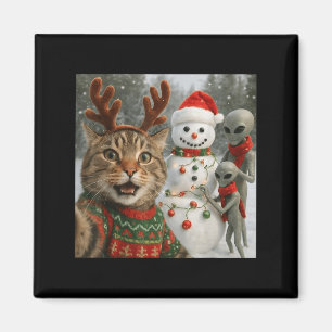 Íman Selfie De Gato De Natal Engraçado Com Alienígena D