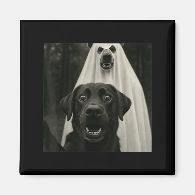 Íman Selfie de Halloween do Black Lab com Fantasia de F (Frente)
