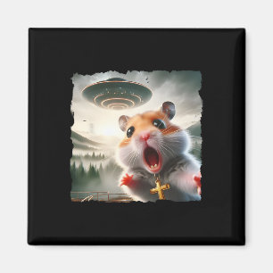 Íman Selfie Engraçado de Hamster com Viagem Espacial Me