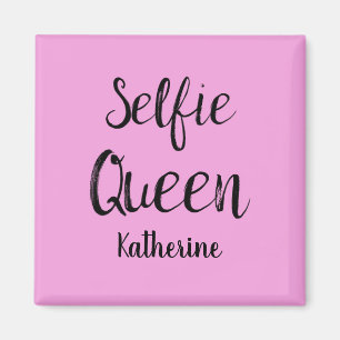 Íman Selfie Queen Name Personalised Pink