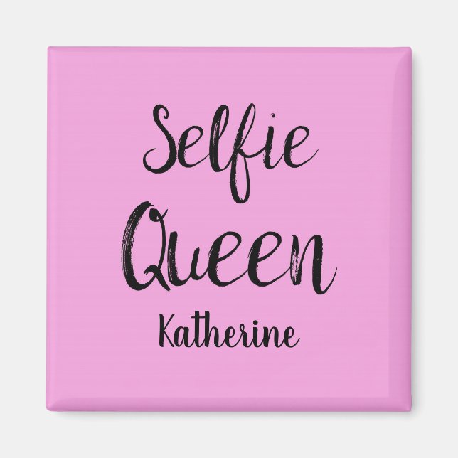 Íman Selfie Queen Name Personalised Pink (Frente)