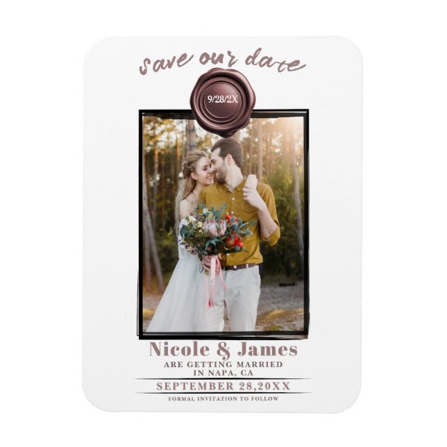 Íman Selo de Cera Rosa Empoeirado Foto Casamento Salve  (Vertical)